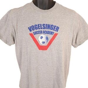 Vintage Vogelsinger Soccer Academy T Shirt Mens Size Small Gray 90s Y2K Nike